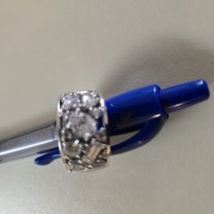 14k White Gold Clear Gemstone Ring